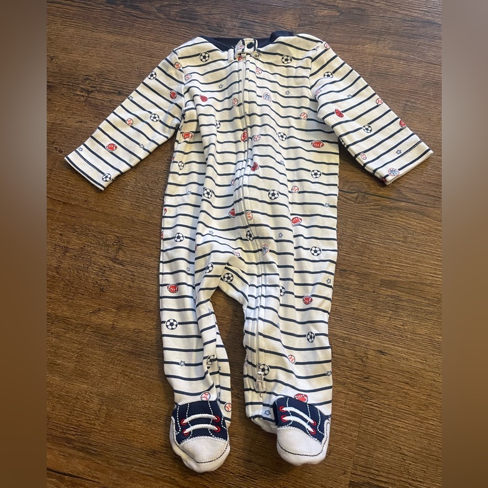 Little Me Sports Striped Footie